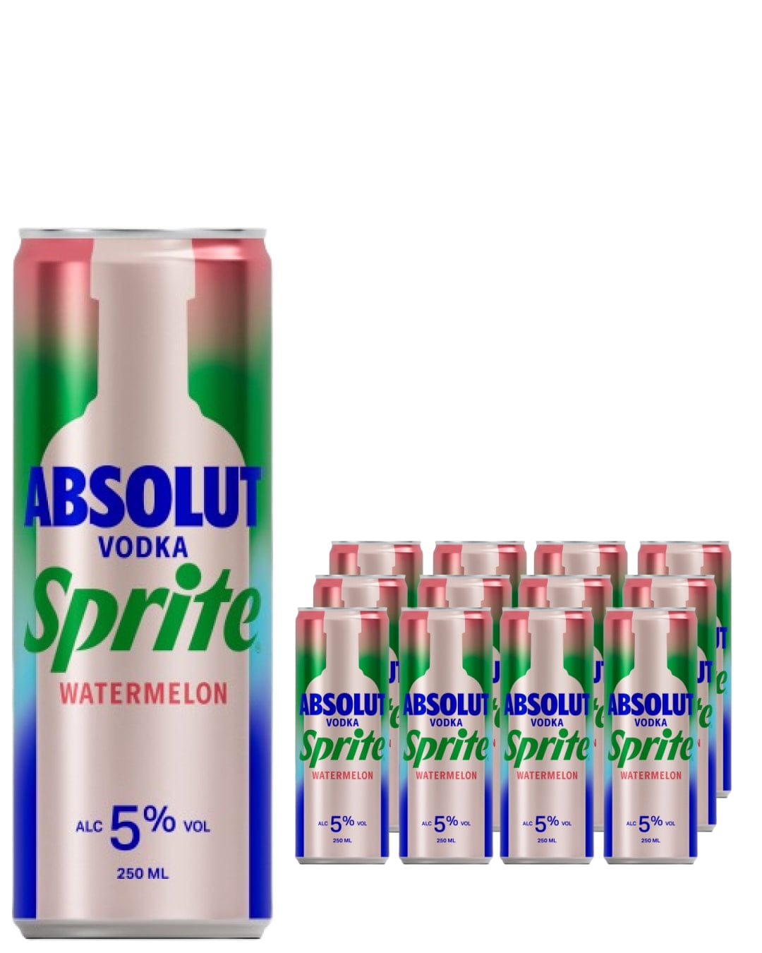 Absolut Vodka Sprite & Watermelon Premixed Drink Multipack, 12 x 250 ml Ready Made Cocktails