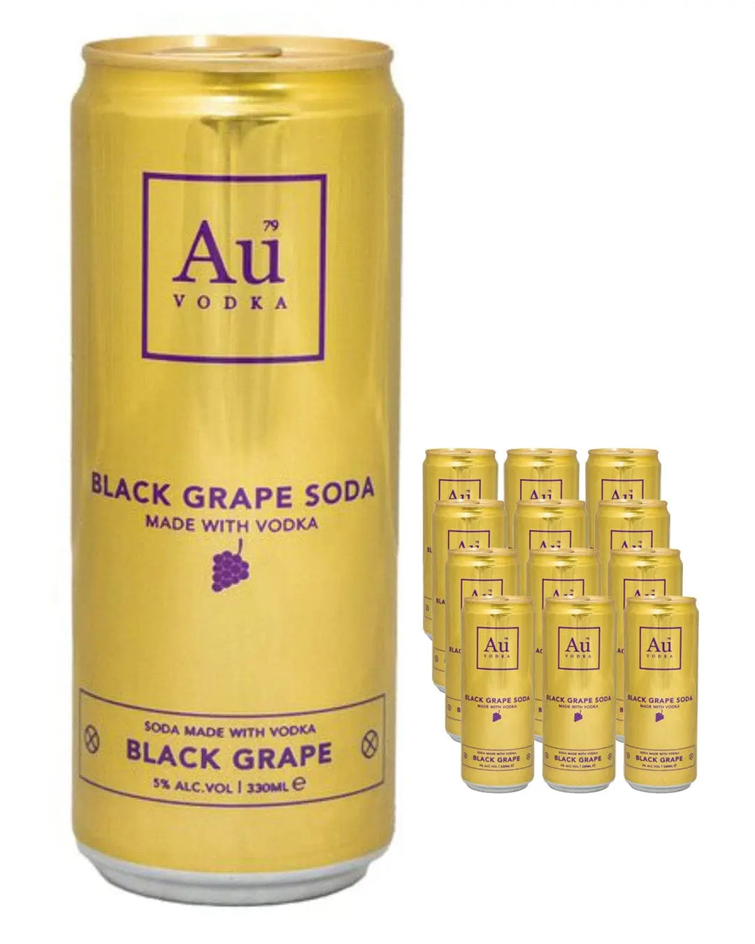 Au Vodka Black Grape Premixed Cans Multipack, 12 x 330 ml Ready Made Cocktails