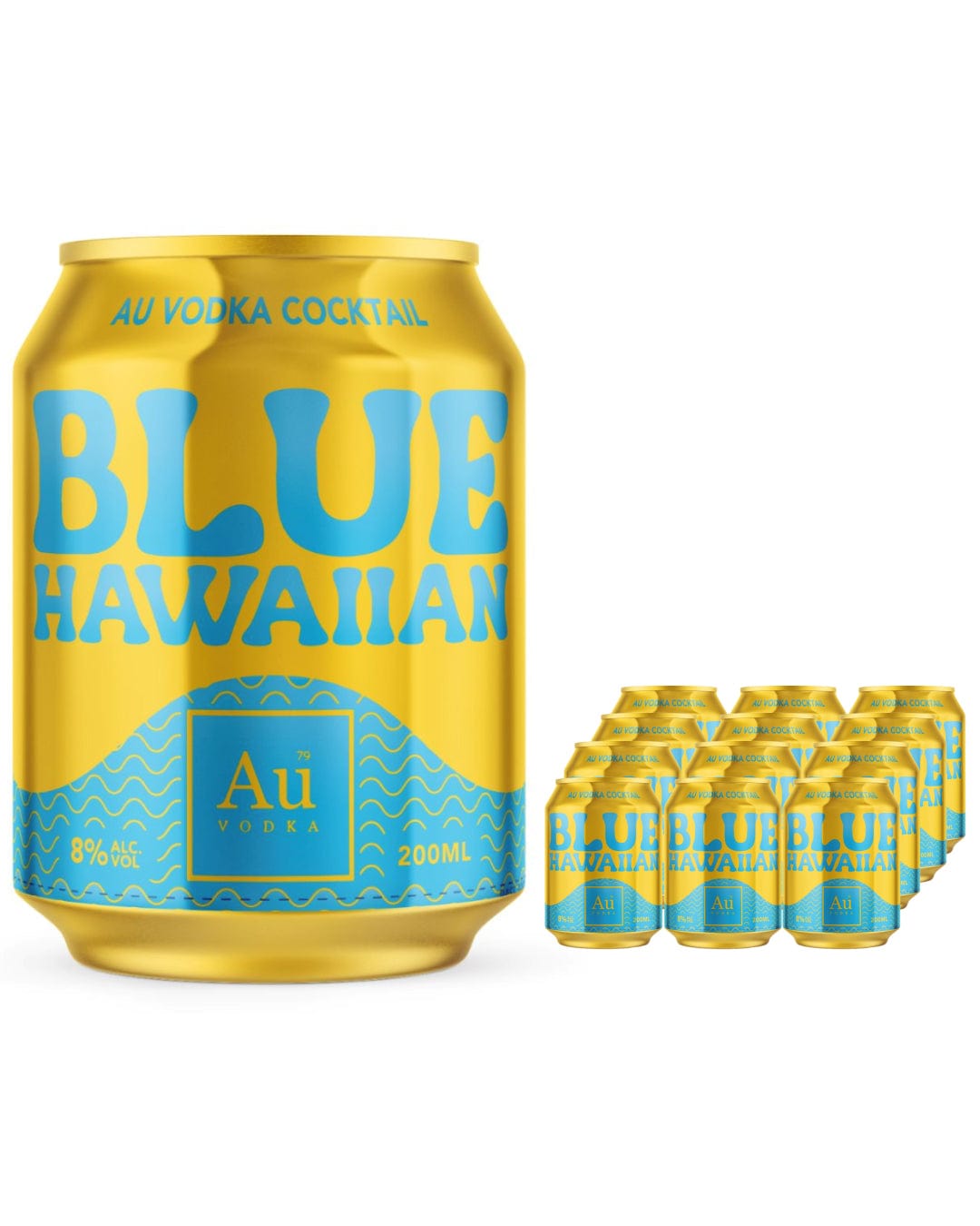 Au Vodka Blue Hawaiian Premixed Drink Multipack, 12 x 200 ml Ready Made Cocktails