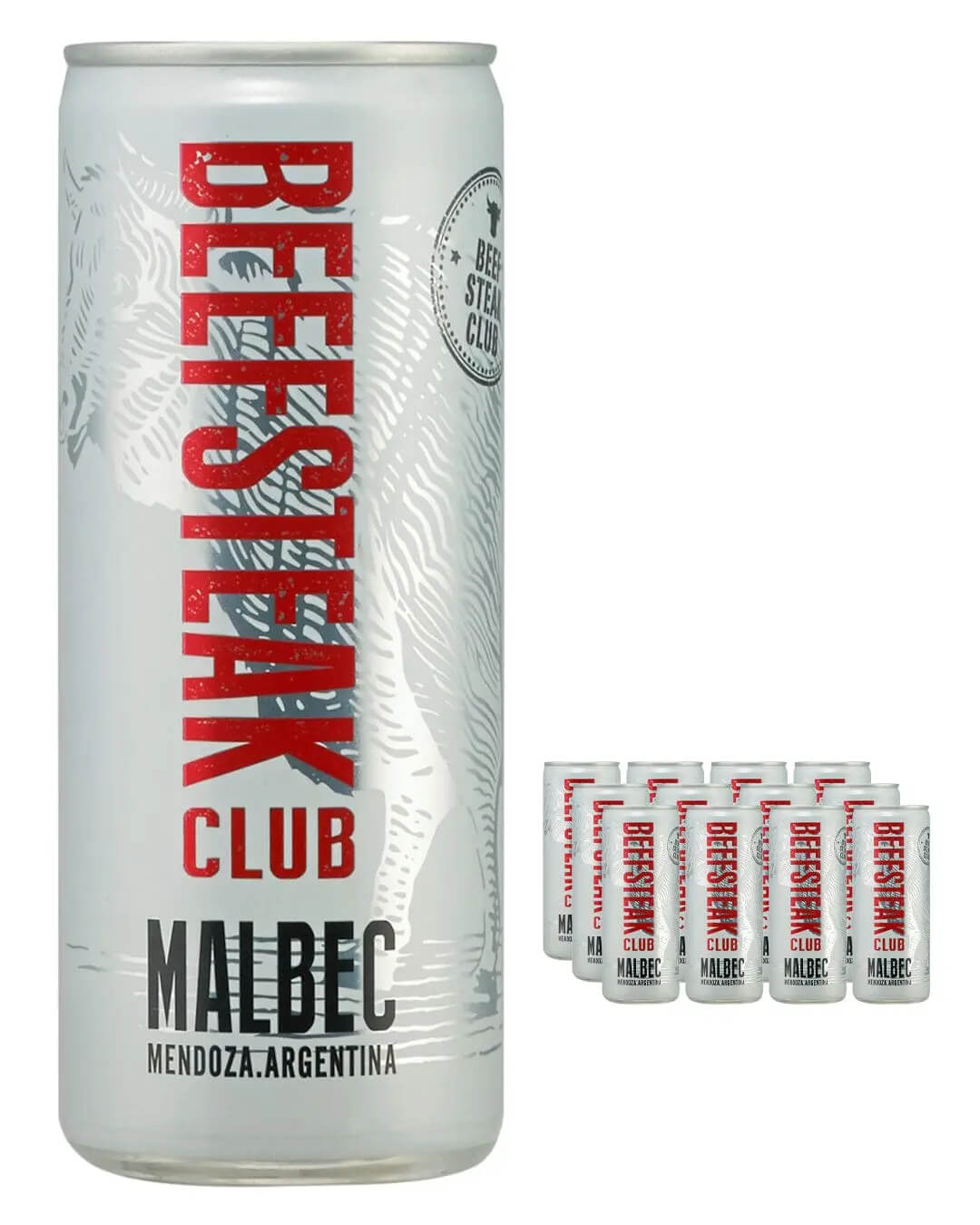Beefsteak Club Malbec Can Multipack, 12 x 250 ml Red Wine 5011932013216