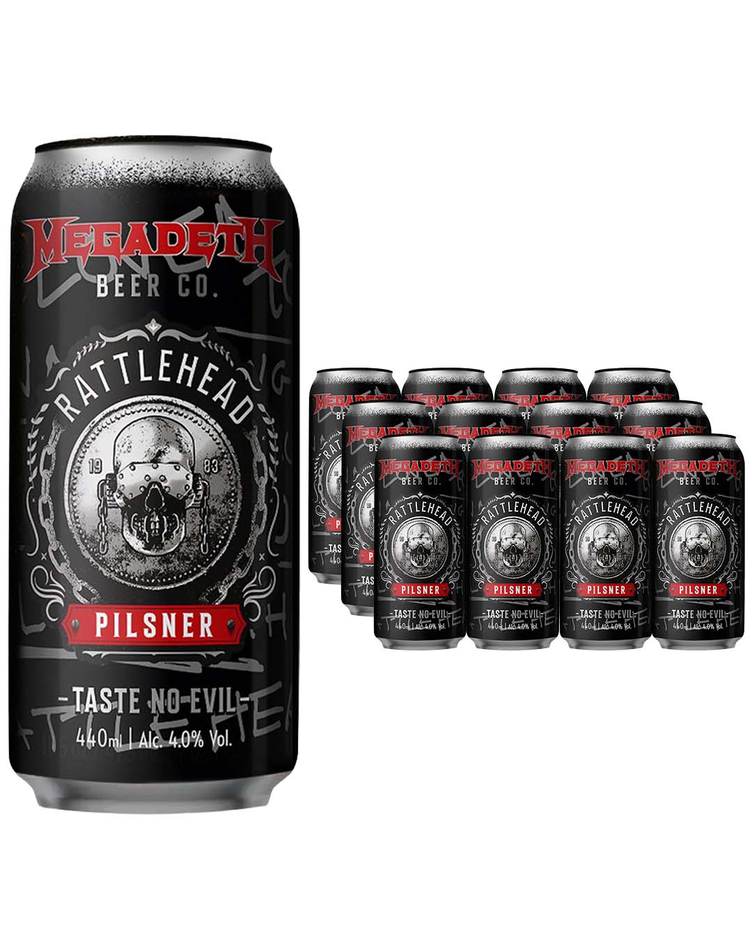 Black Sheep x Megadeth Rattlehead Pilsner Multipack, 12 x 440 ml Beer