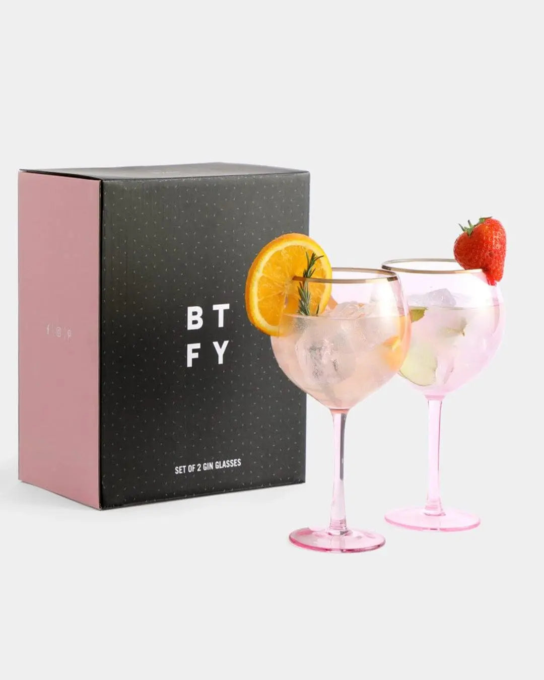 BTFY Set of 2 Pink Gin Glasses Tableware