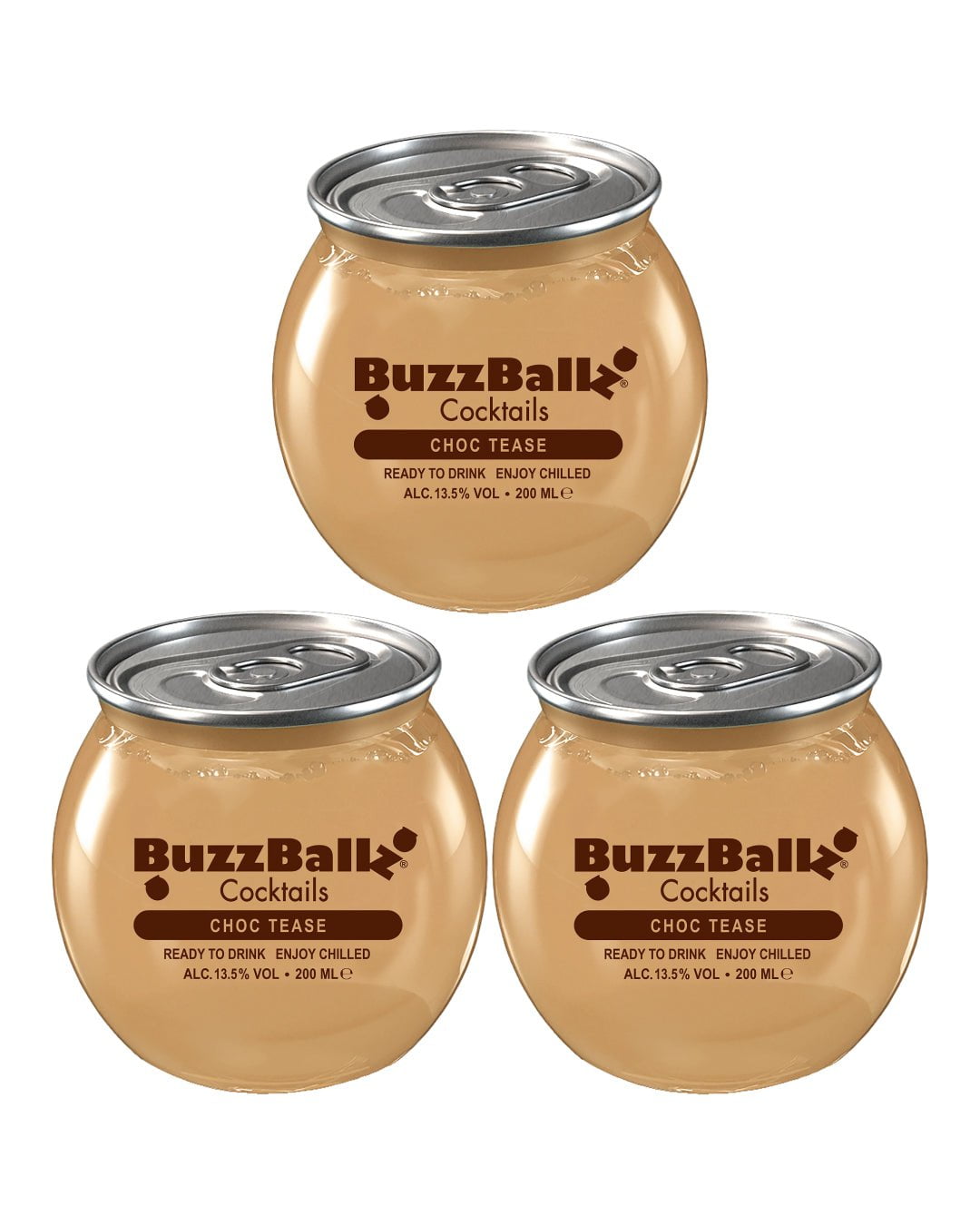 BuzzBallz Choc Tease Cocktail, 3 x 200 ml Ready Made Cocktails