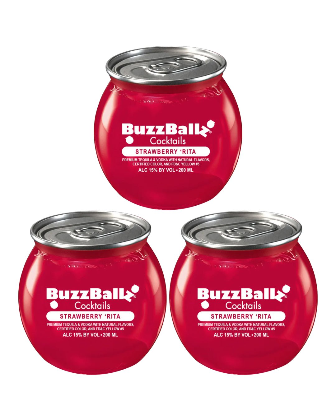 BuzzBallz Strawberry Rita Cocktail, 3 x 200 ml Ready Made Cocktails