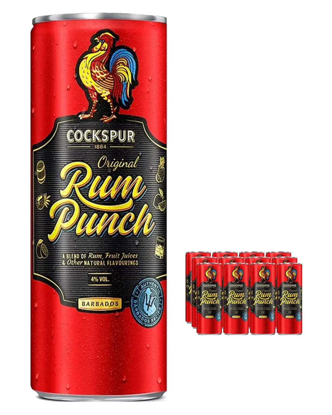 Cockspur Rum Punch Premixed Cans Multipack, 12 x 250 ml Ready Made Cocktails