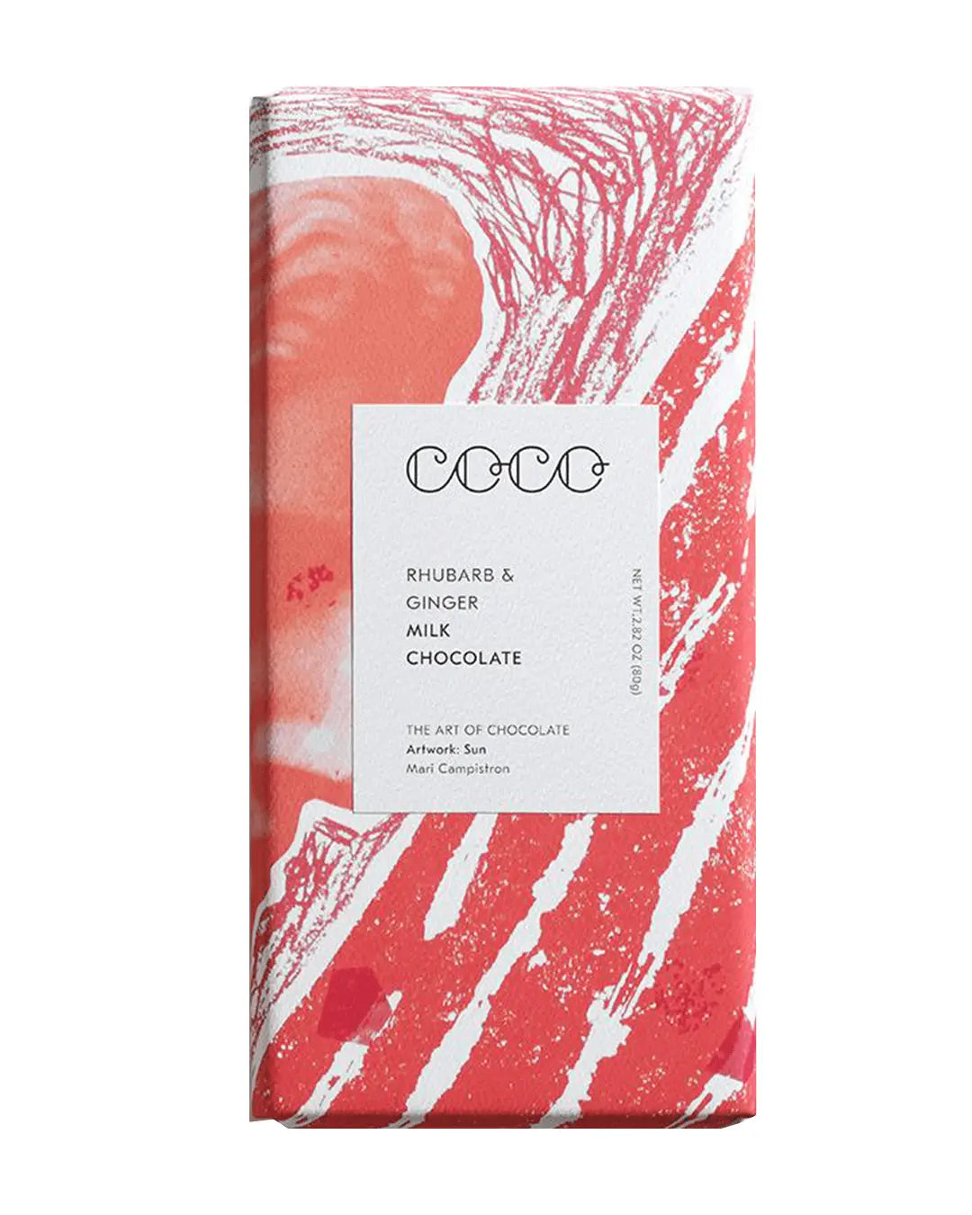 COCO Rhubarb & Ginger Chocolate Bar, 80 g Chocolate
