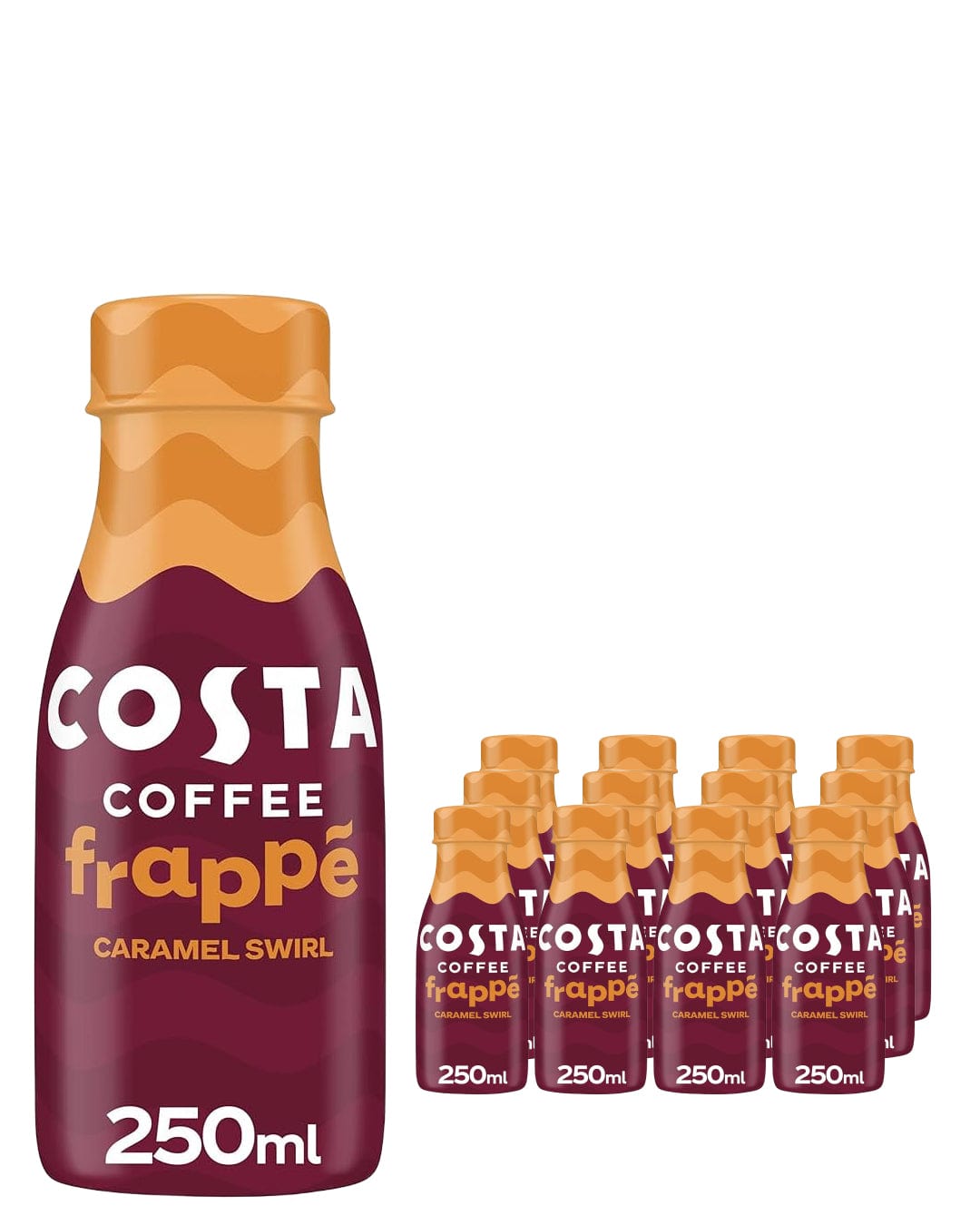 Costa Coffee Frappe Caramel Swirl Plastic Bottle Iced Coffee, 12 x 250 ml Soft Drinks & Mixers