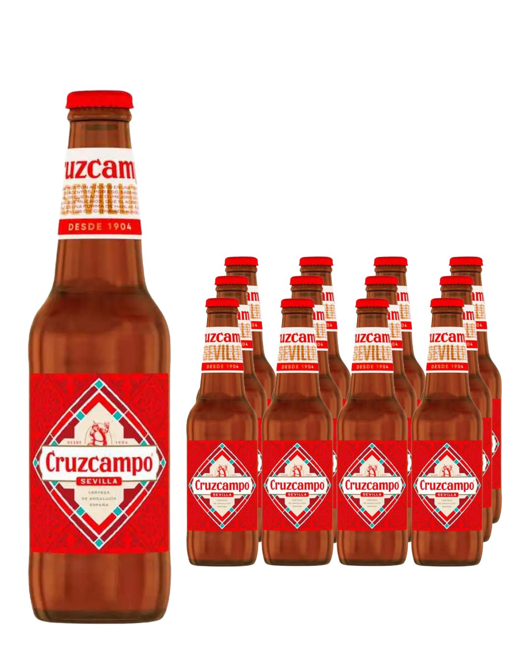 Cruzcampo Sevilla Lager Beer Bottle Multipack, 12 x 330 ml Beer