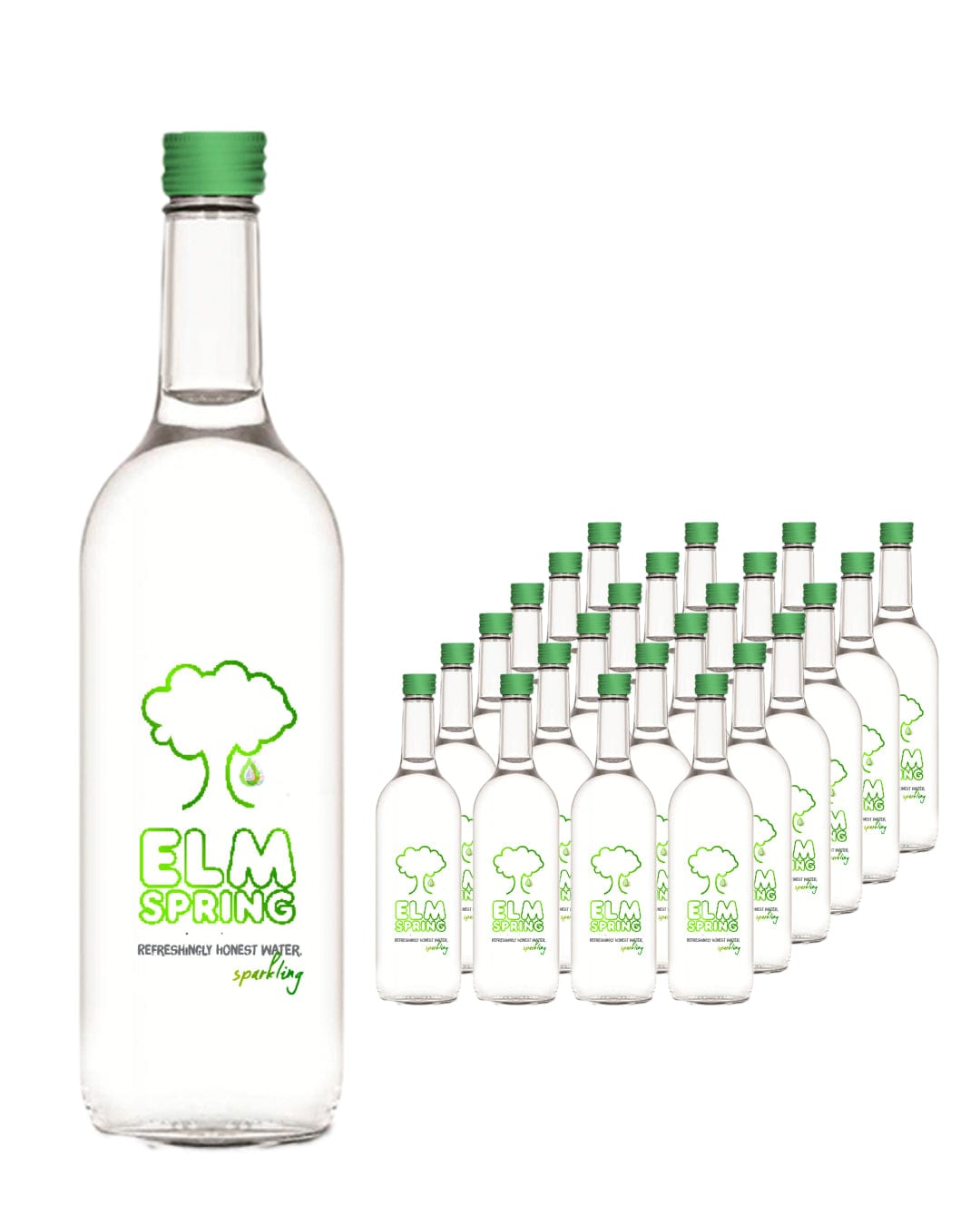 Elm Spring Sparkling Water Glass Bottle Multipack, 24 x 330 ml Water