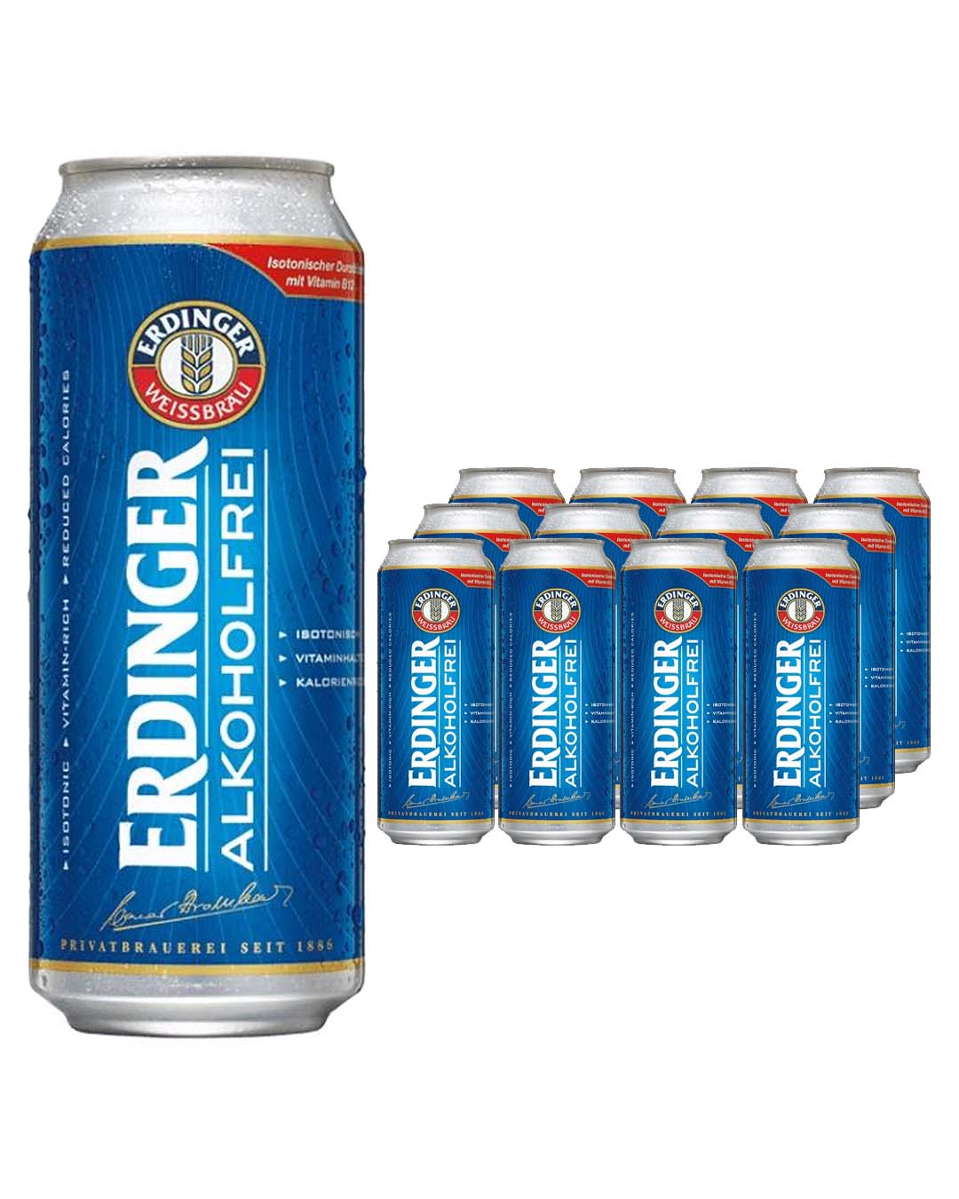 Erdinger Alkoholfrei Alcohol Free Wheat Beer Multipack, 12 x 500 ml Beer