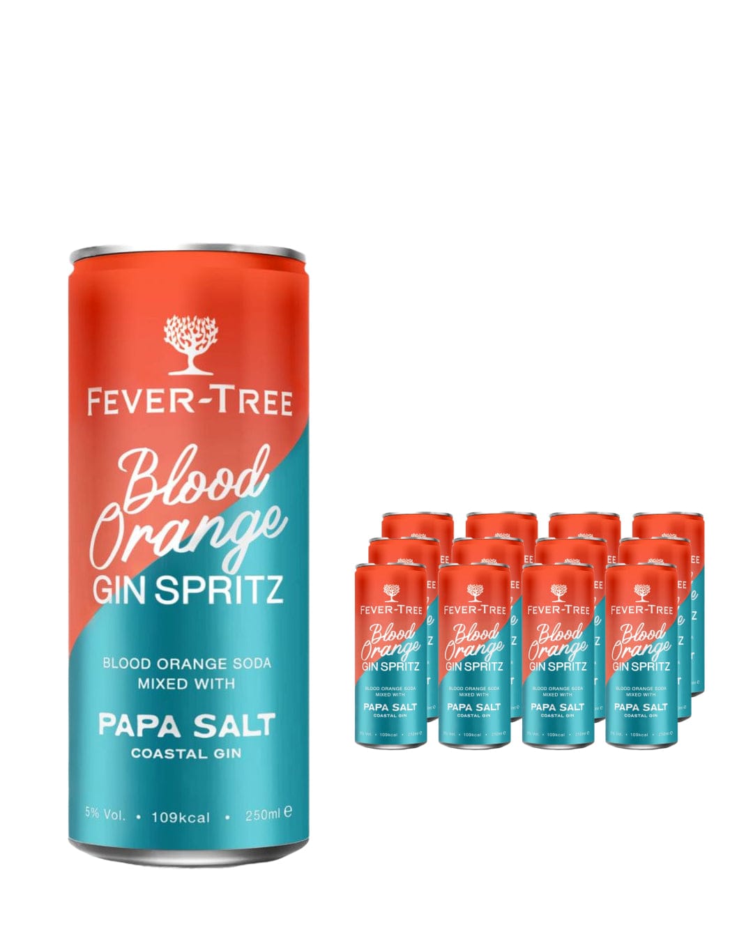 Fever-Tree & Papa Salt Blood Orange Gin Spritz Premixed Drink Multipack, 12 x 250 ml Ready Made Cocktails
