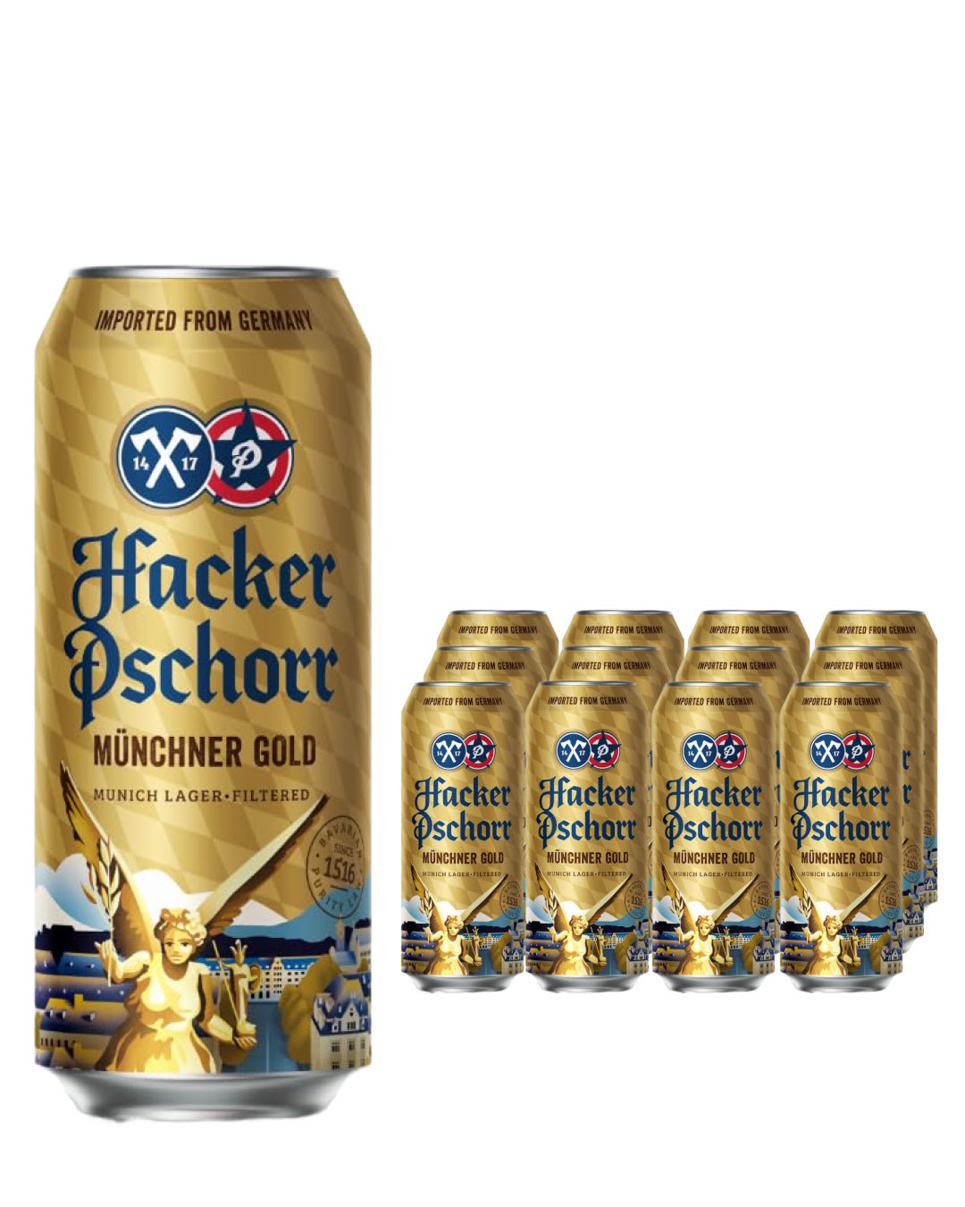 Hacker-Pschorr Munchner Gold Beer Can Multipack, 12 x 500 ml Beer