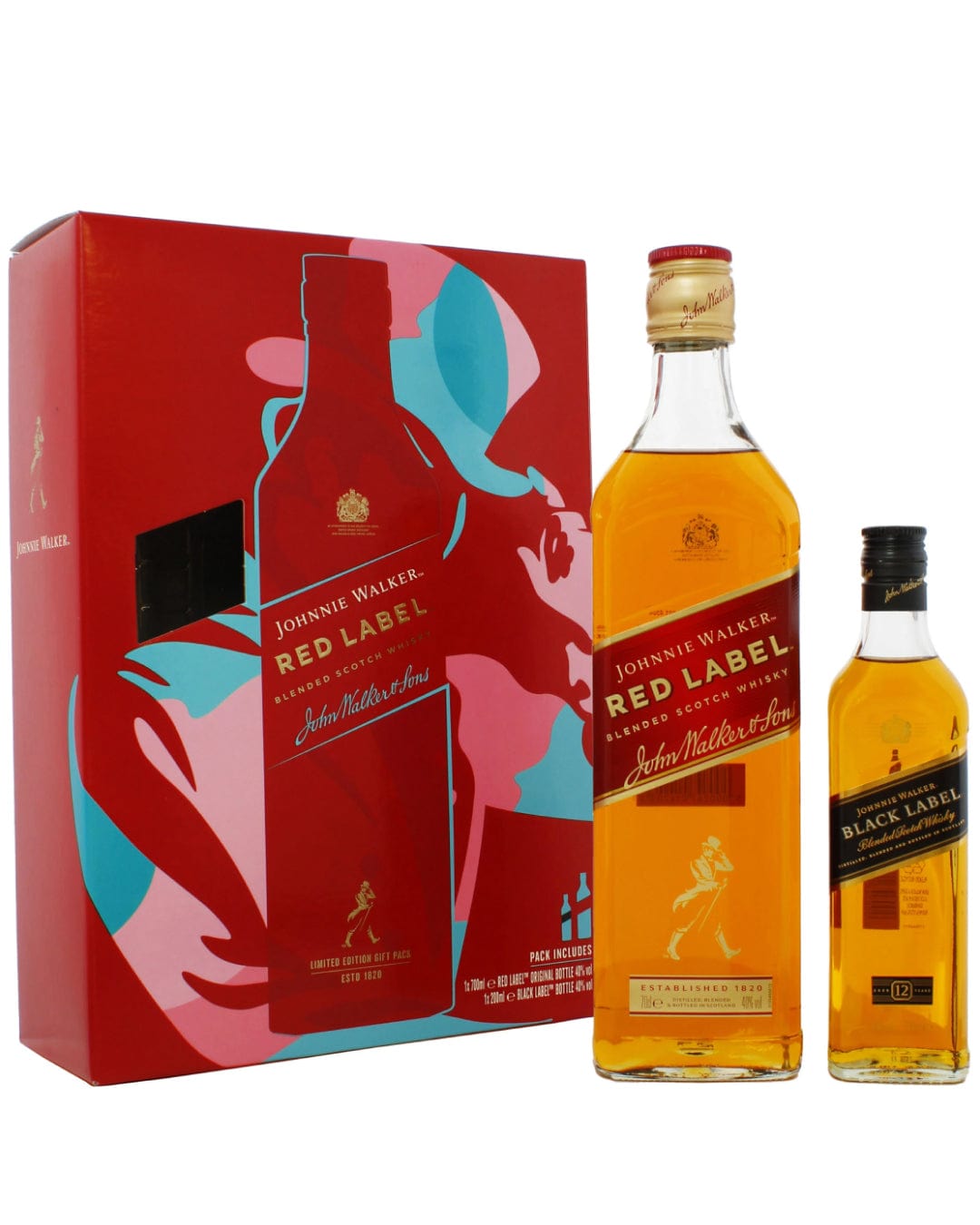 Johnnie Walker Red Label Whisky 70 cl with Black Label 20 cl Gift Pack Whisky