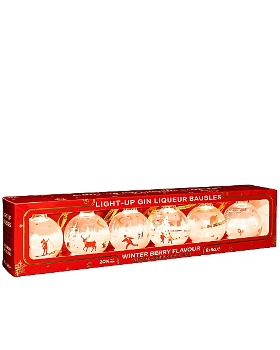 Light-Up Gin Liqueur Baubles, 6 x 5 cl Spirit Miniatures