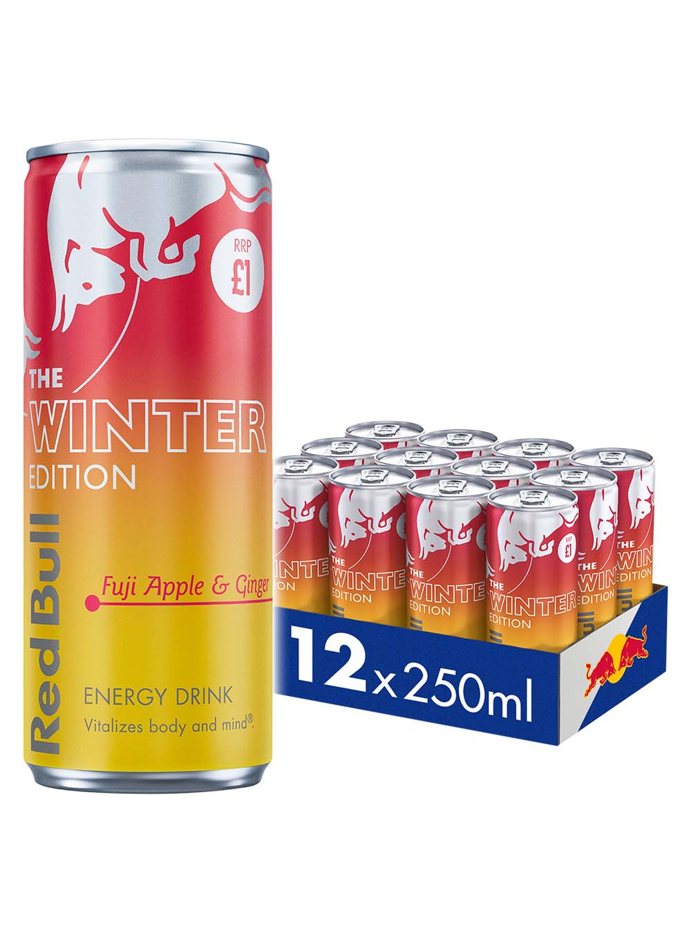 Red Bull The Winter Edition - Fuji Apple & Ginger Energy Drink Price Marked Multipack, 12 x 250 ml Soft Drinks & Mixers 9002490287283