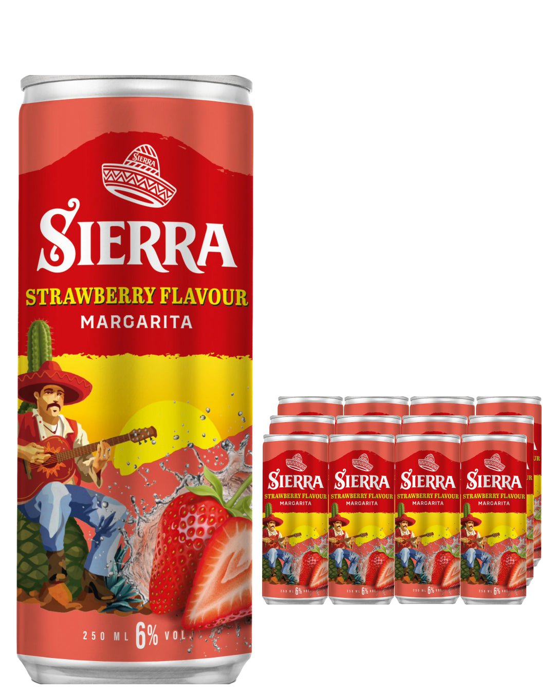 Sierra Margarita Strawberry Premixed Drink Multipack, 12 x 250 ml Ready Made Cocktails