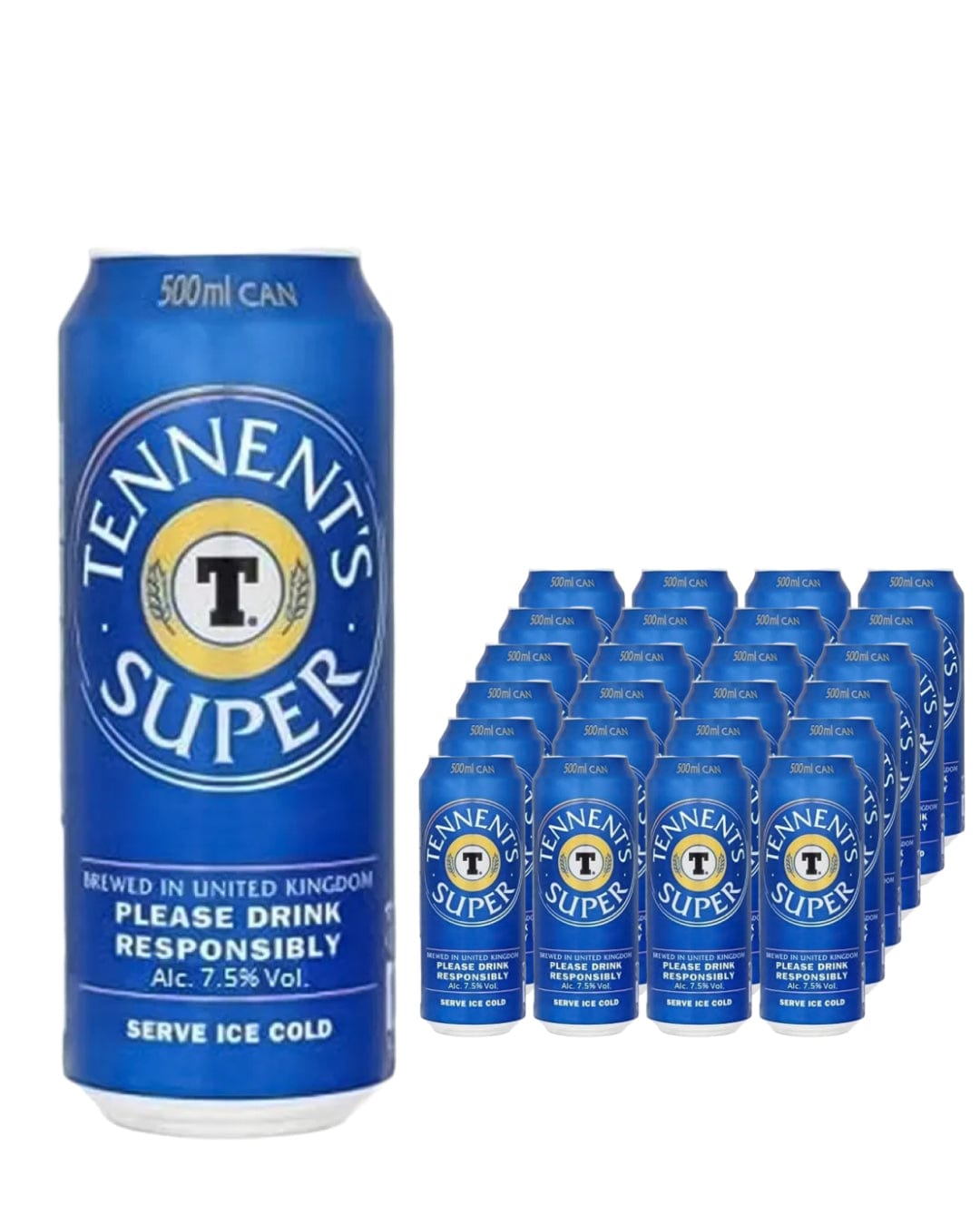 Tennent's Super Strong Lager Beer Can Multipack, 24 x 500 ml Beer 5014379011913