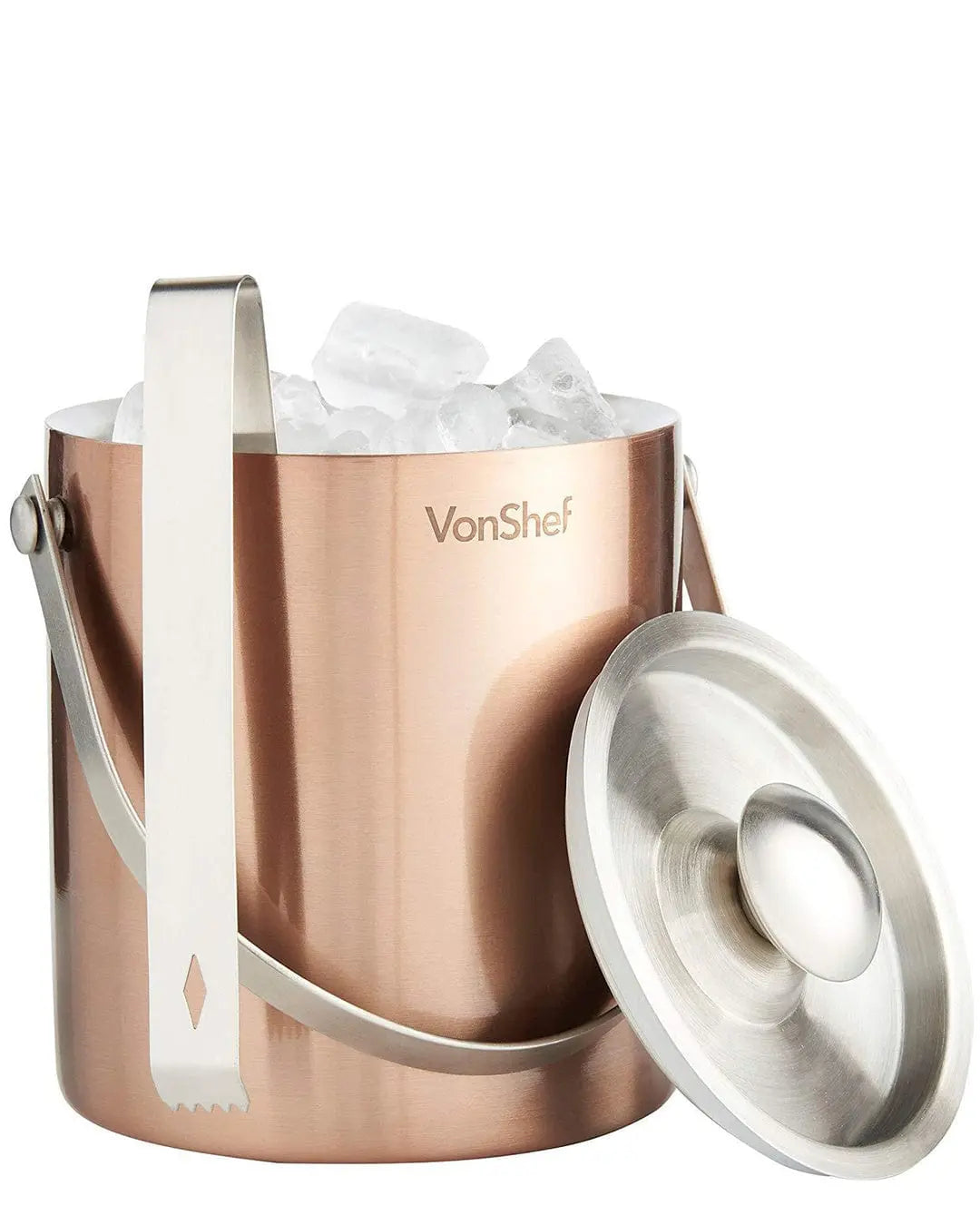 VonShef 2L Copper Ice Bucket with Tongs Tableware
