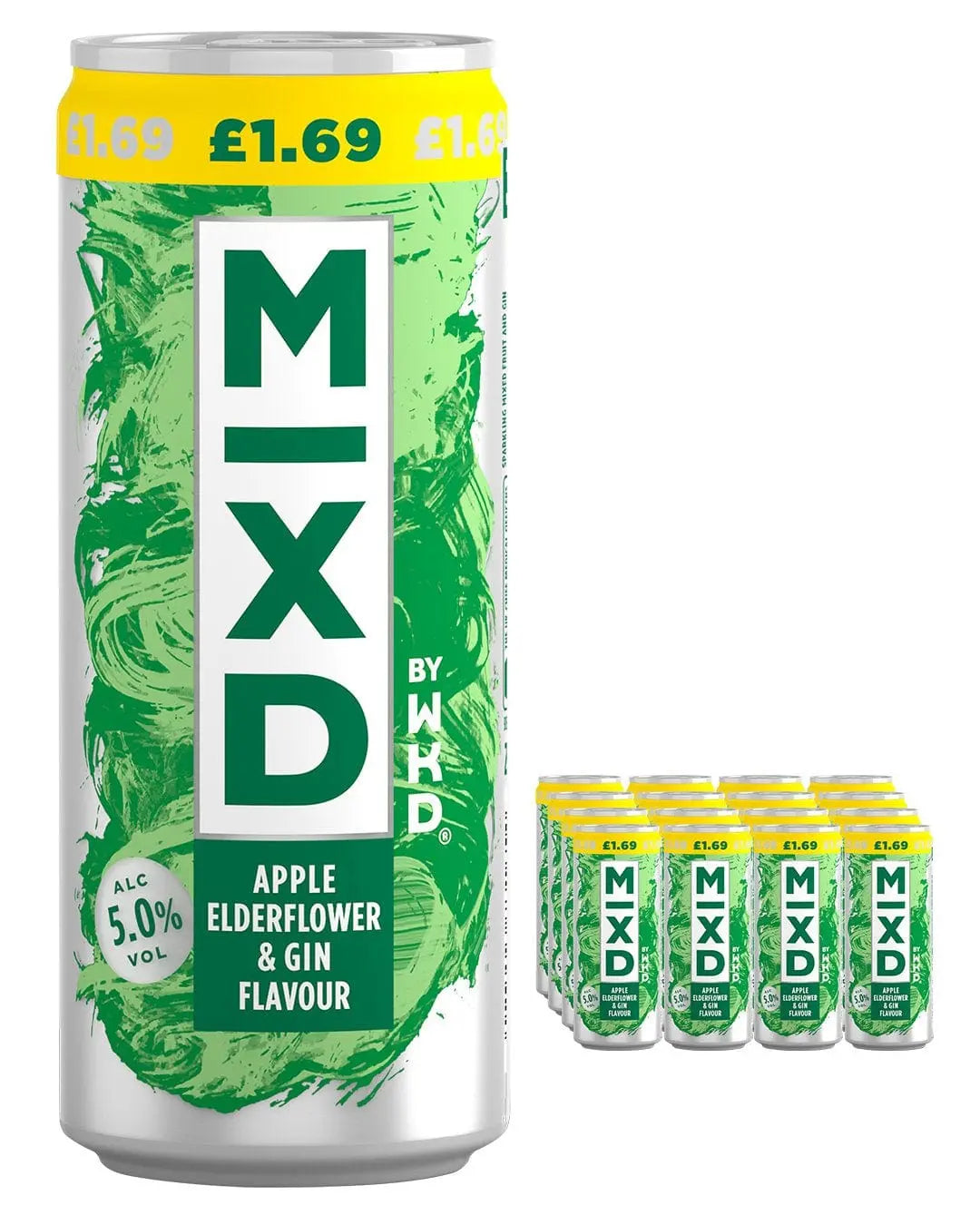 WKD Mixed Apple, Elderflower & Gin Premixed Can Multipack, 12 x 250 ml Ready Made Cocktails
