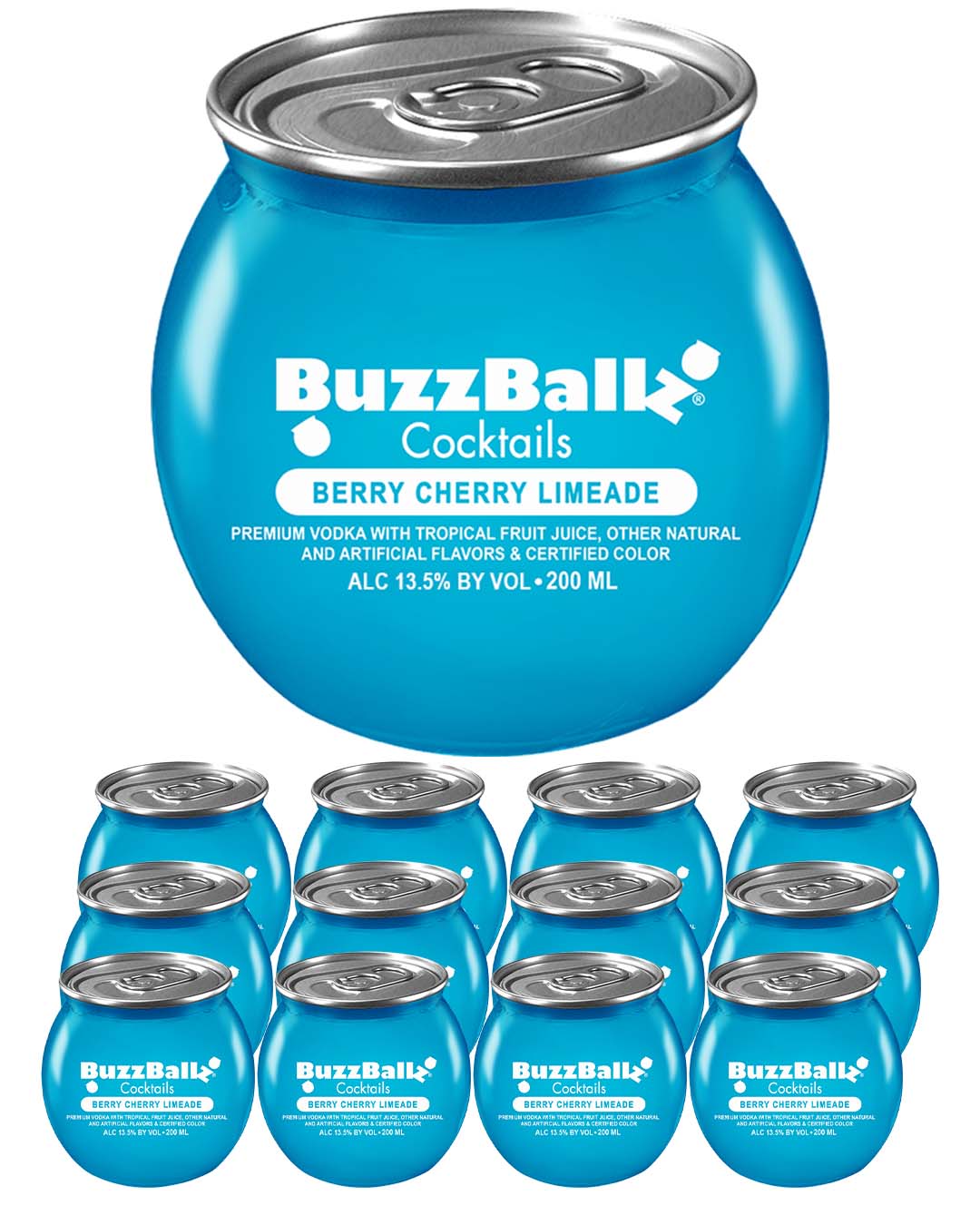 BuzzBallz Berry Cherry Limeade Cocktail Multipack, 12 x 200 ml Ready To Drink