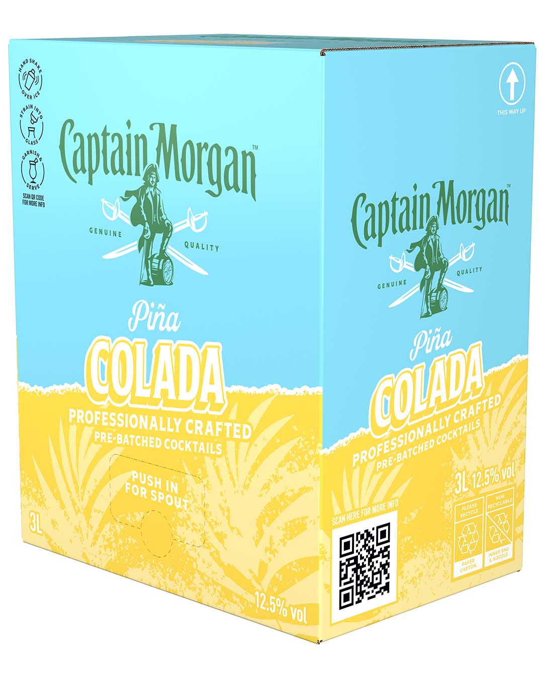 Captain Morgan Piña Colada Premixed Cocktail Bag in Box, 3 L Ready To Drink