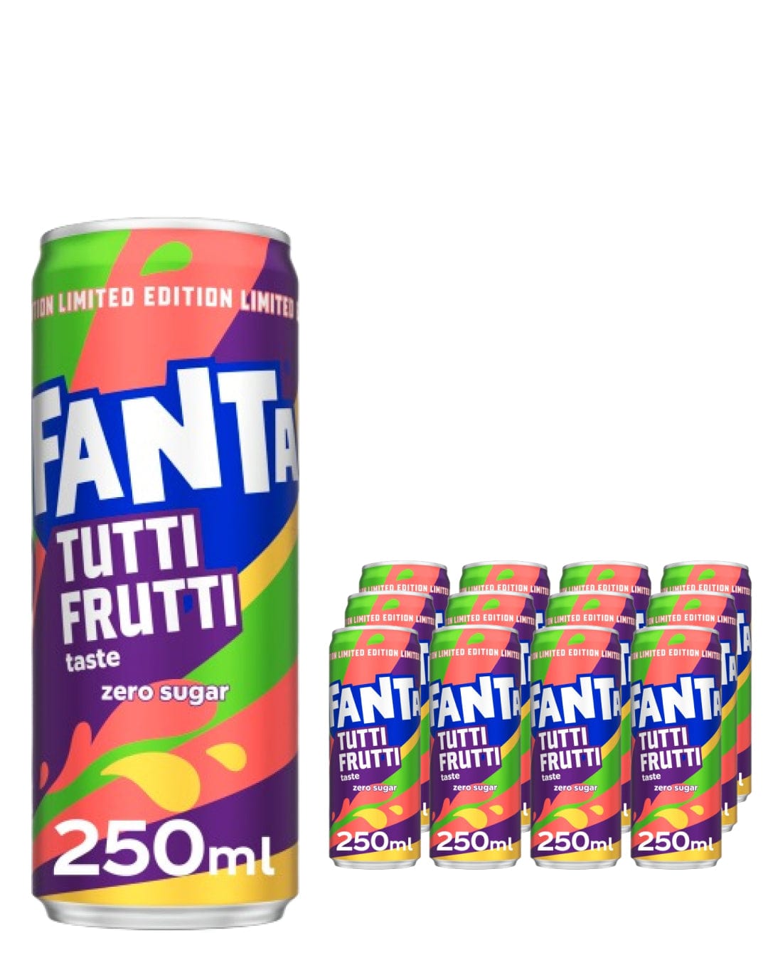 Fanta Zero Sugar Tutti Frutti Multipack, 12 x 250 ml Soft Drinks & Mixers