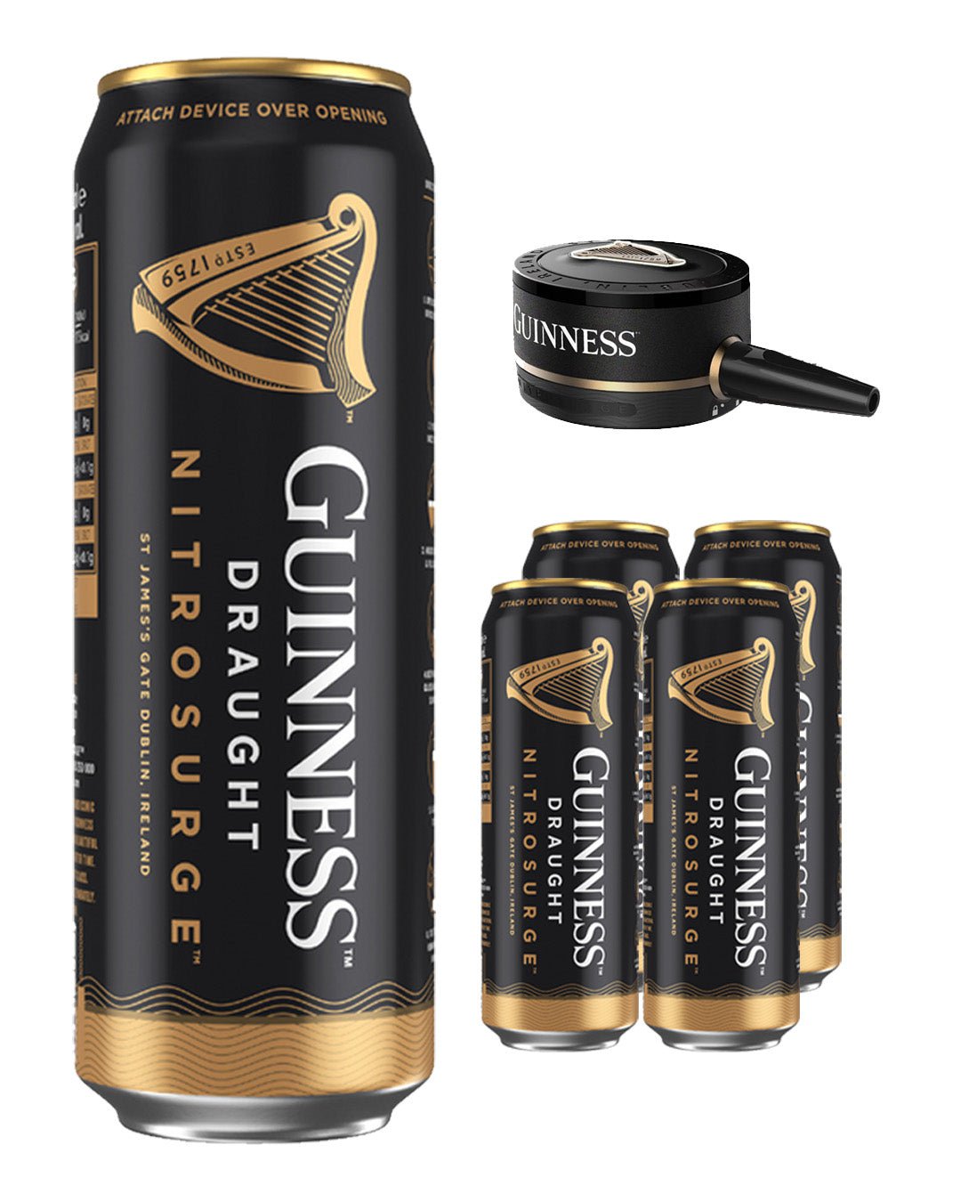 Guinness Draught Nitrosurge Can Bundle, 4 x 558 ml + Device Beer