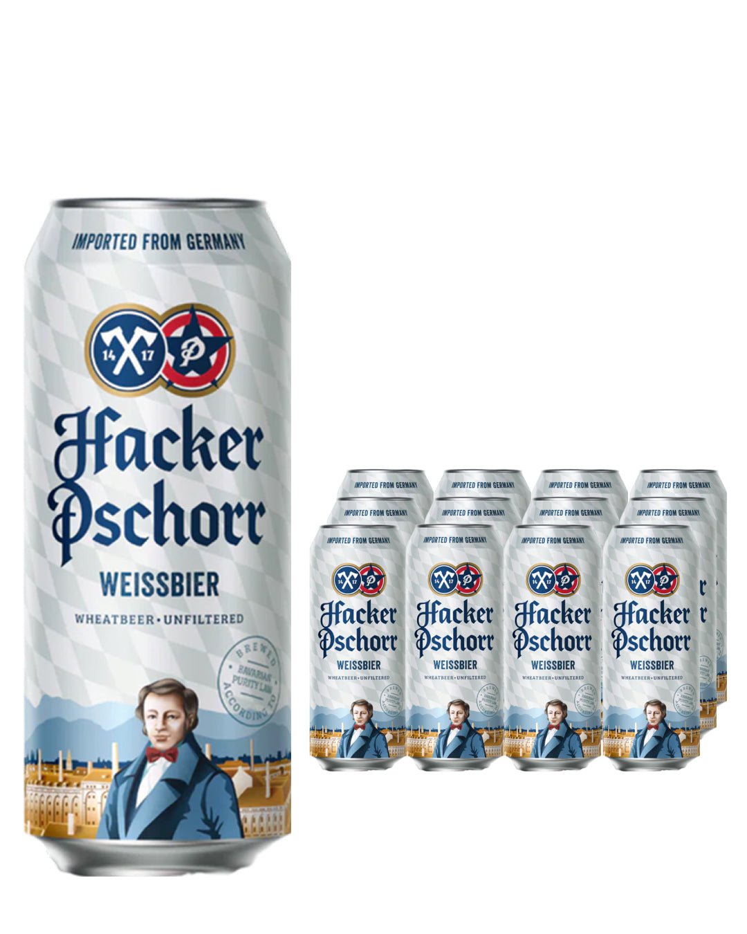 Hacker Pschorr Weissbier Beer Can Multipack, 12 x 500 ml Beer