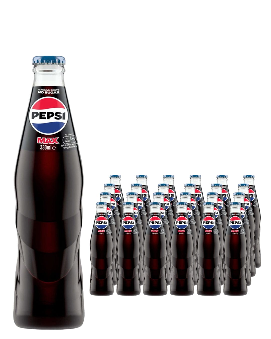 Pepsi Max Glass Bottle Multipack, 24 x 330 ml Soft Drinks & Mixers
