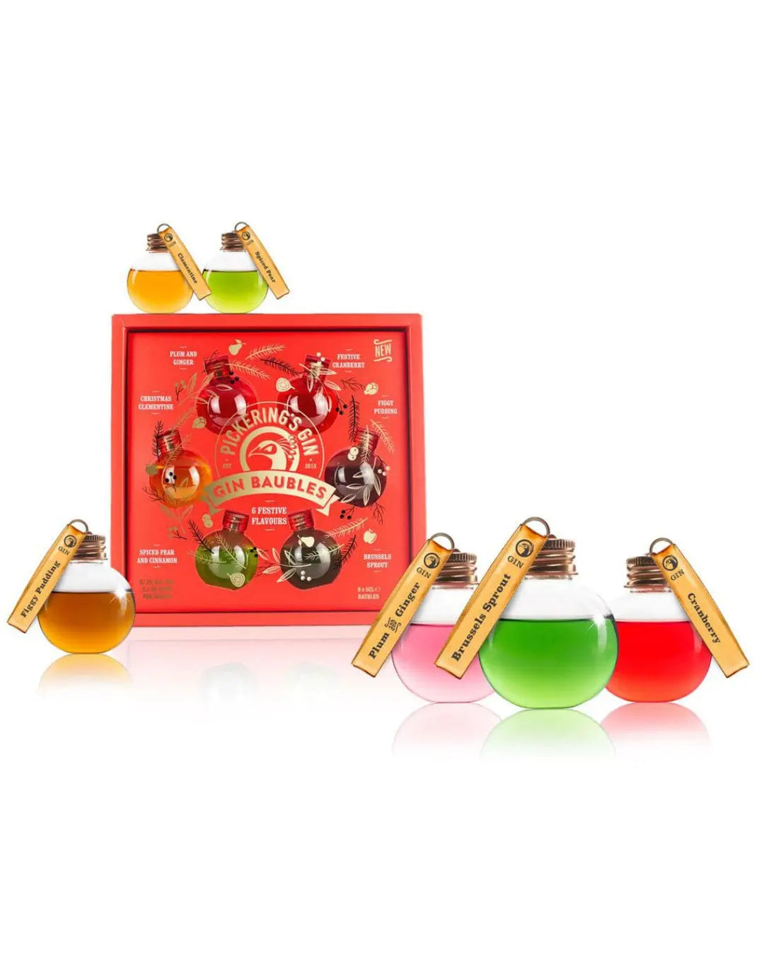 Pickering's Festively Flavoured Gin Baubles, 6 x 5 cl Spirit Miniatures