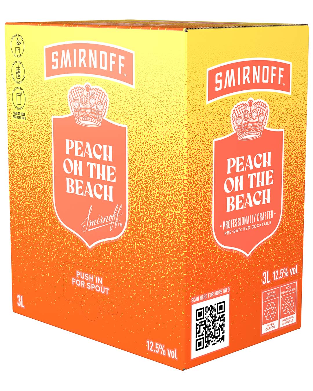Smirnoff Peach On The Beach Premixed Cocktail Bag in Box, 3 L Ready To Drink